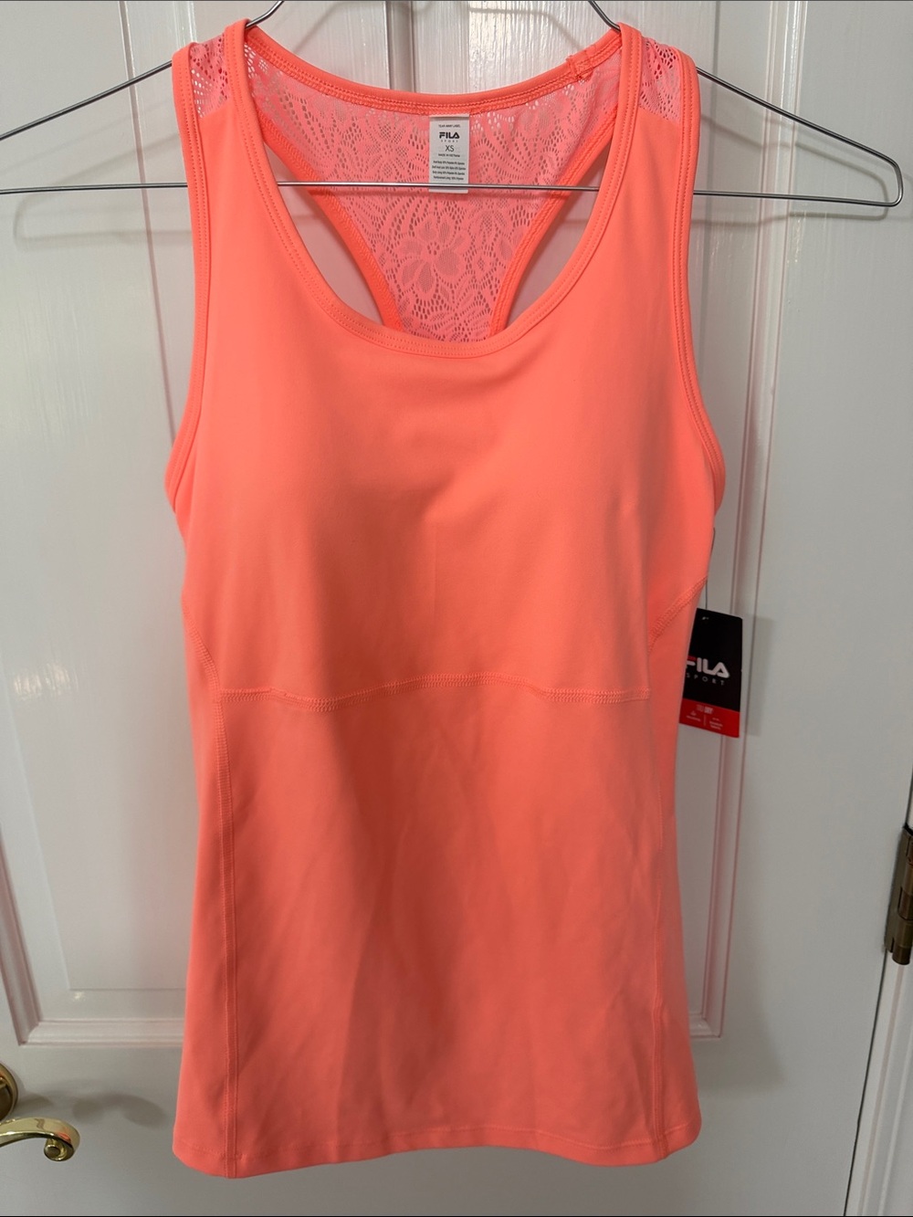 NWT - FILA Neon Coral Lace-Back Performance Tank - XS